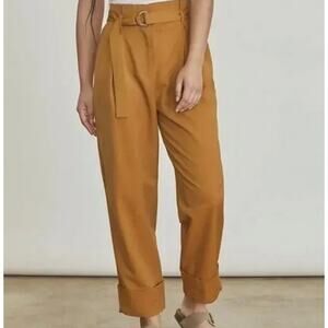 Elizabeth and James Women's Pleated Front Paperbag Waist Camel Trousers size 10